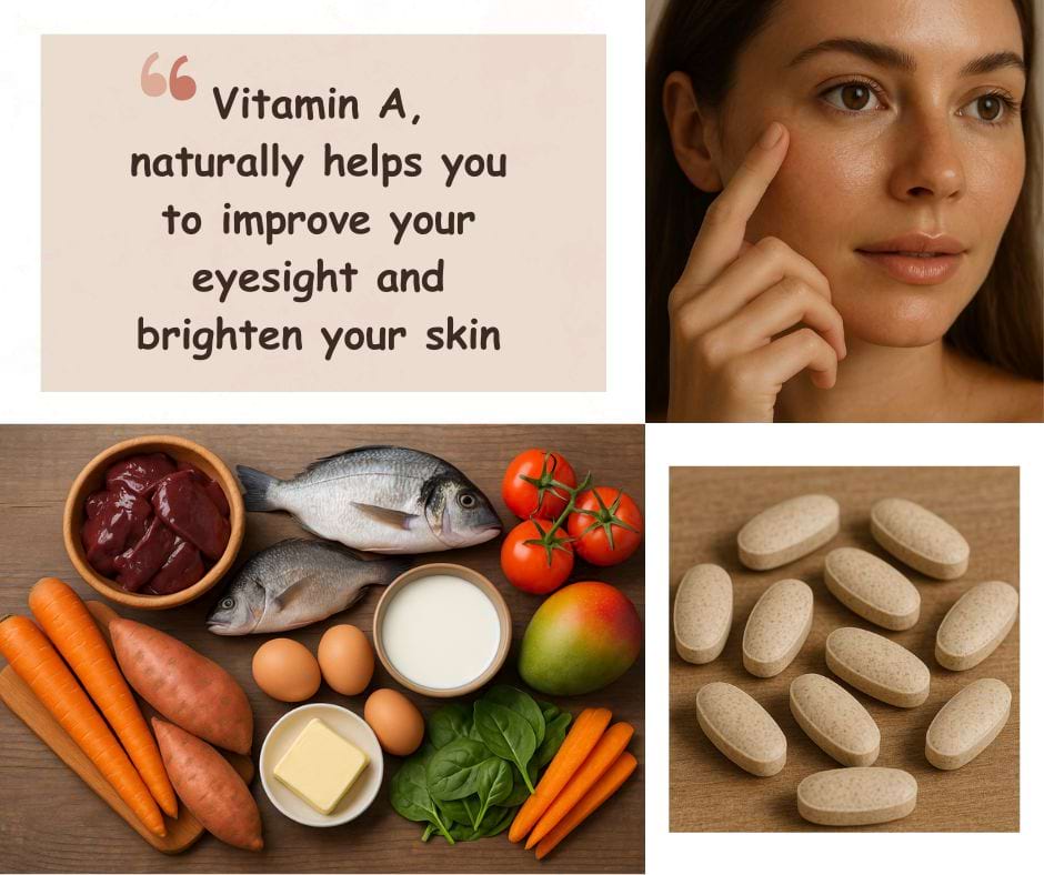 advantage of vitamin a which naturally helps you to improve your eyesight and brighten your skin;